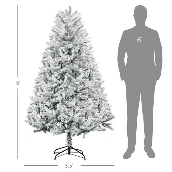 Arbre De Noël Artificiel Avec Flocons De Neige De 6 Pi Par HOMCOM 3 Arbre De Noël Artificiel Avec Flocons De Neige De 6 Pi Par HOMCOM – Image 3