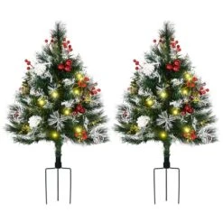 Arbre De Noël Artificiel De 2 Pi Pour L'extérieur Avec Lumière DEL Par HOMCOM - Lot De 2