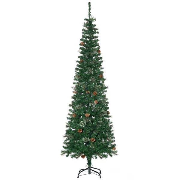 Arbre De Noël Artificiel Mince De 6,5 Pi Avec Pommes De Pin Par HOMCOM 1 Arbre De Noël Artificiel Mince De 6,5 Pi Avec Pommes De Pin Par HOMCOM
