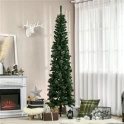 Arbre De Noël Artificiel Mince De 7,5 Pi Avec Pommes De Pin Par HOMCOM -Décoration De Noël 331061781 AlternateImage3 l