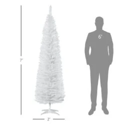 Arbre De Noël Artificiel Mince De 7 Pi Blanc Par HOMCOM -Décoration De Noël 331061782 AlternateImage2 l