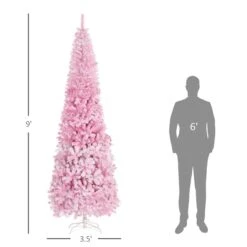 Sapin De Noël Artificiel Rose Enneigé Sur Pieds Par HomCom De 9 Pi -Décoration De Noël 331063415 AlternateImage2 l