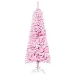 Sapin De Noël Artificiel Rose Enneigé Sur Pieds Par HomCom De 5 Pi