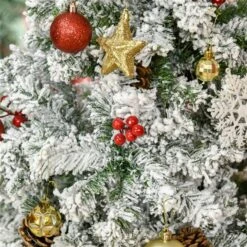 Sapin De Noël Artificiel Vert Enneigé Sur Pieds Par HomCom De 6 Pi -Décoration De Noël 331063425 AlternateImage4 l