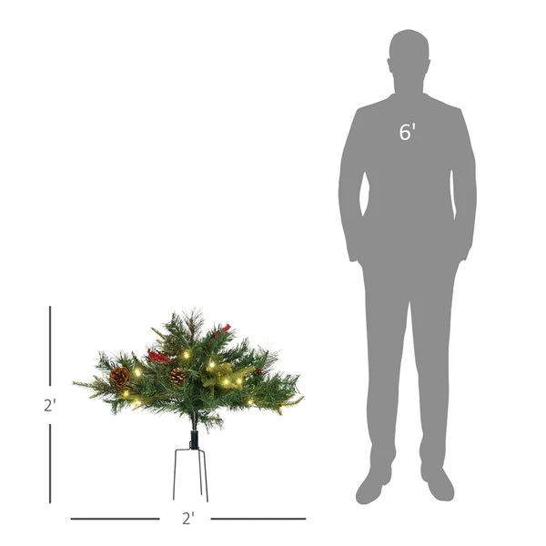 Sapin De Noël Artificiel Vert Sur Pieds Avec 24 Lumières DEL Par HomCom De 1,5 Pi, 2 Pièces 3 Sapin De Noël Artificiel Vert Sur Pieds Avec 24 Lumières DEL Par HomCom De 1,5 Pi, 2 Pièces – Image 3