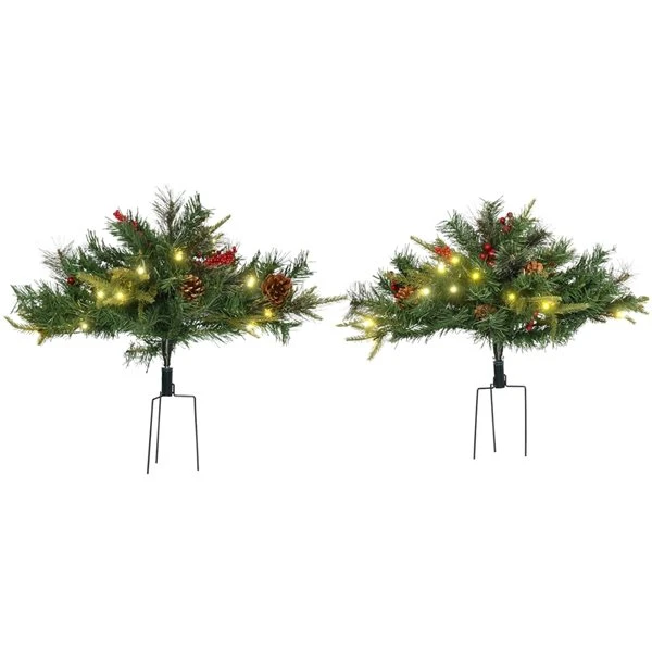 Sapin De Noël Artificiel Vert Sur Pieds Avec 24 Lumières DEL Par HomCom De 1,5 Pi, 2 Pièces 1 Sapin De Noël Artificiel Vert Sur Pieds Avec 24 Lumières DEL Par HomCom De 1,5 Pi, 2 Pièces
