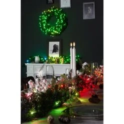 Couronne De Noël Intérieure Artificielle RGB+W Par TWINKLY Verte De 24 Po Et Pré-illuminée Avec 50 Lumières DEL Multicolore -Décoration De Noël 331066638 AlternateImage2 l