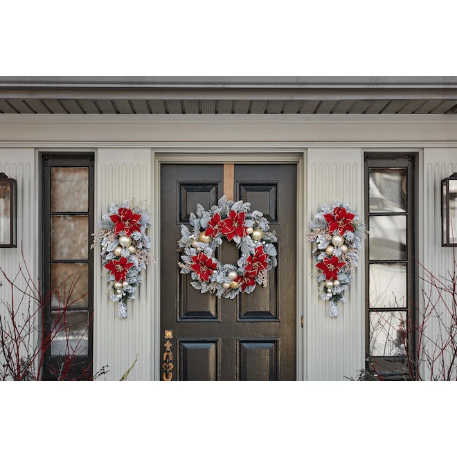 Couronne De Noël Artificielle De 28 Po Holiday Living, Poinsettia (1/pqt) 2 Couronne De Noël Artificielle De 28 Po Holiday Living, Poinsettia (1/pqt) – Image 2