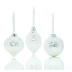 Boules De Noël, Style Iridescent, Verre, Argent, 3/pqt