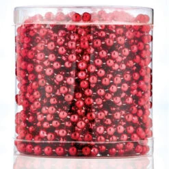 Guirlande De Noël Perlée, Plastique, 7 Mm X 18,3 M, Rouge