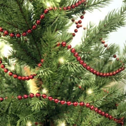 Guirlande De Noël Perlée, Plastique, 7 Mm X 18,3 M, Rouge -Décoration De Noël 43445015d L